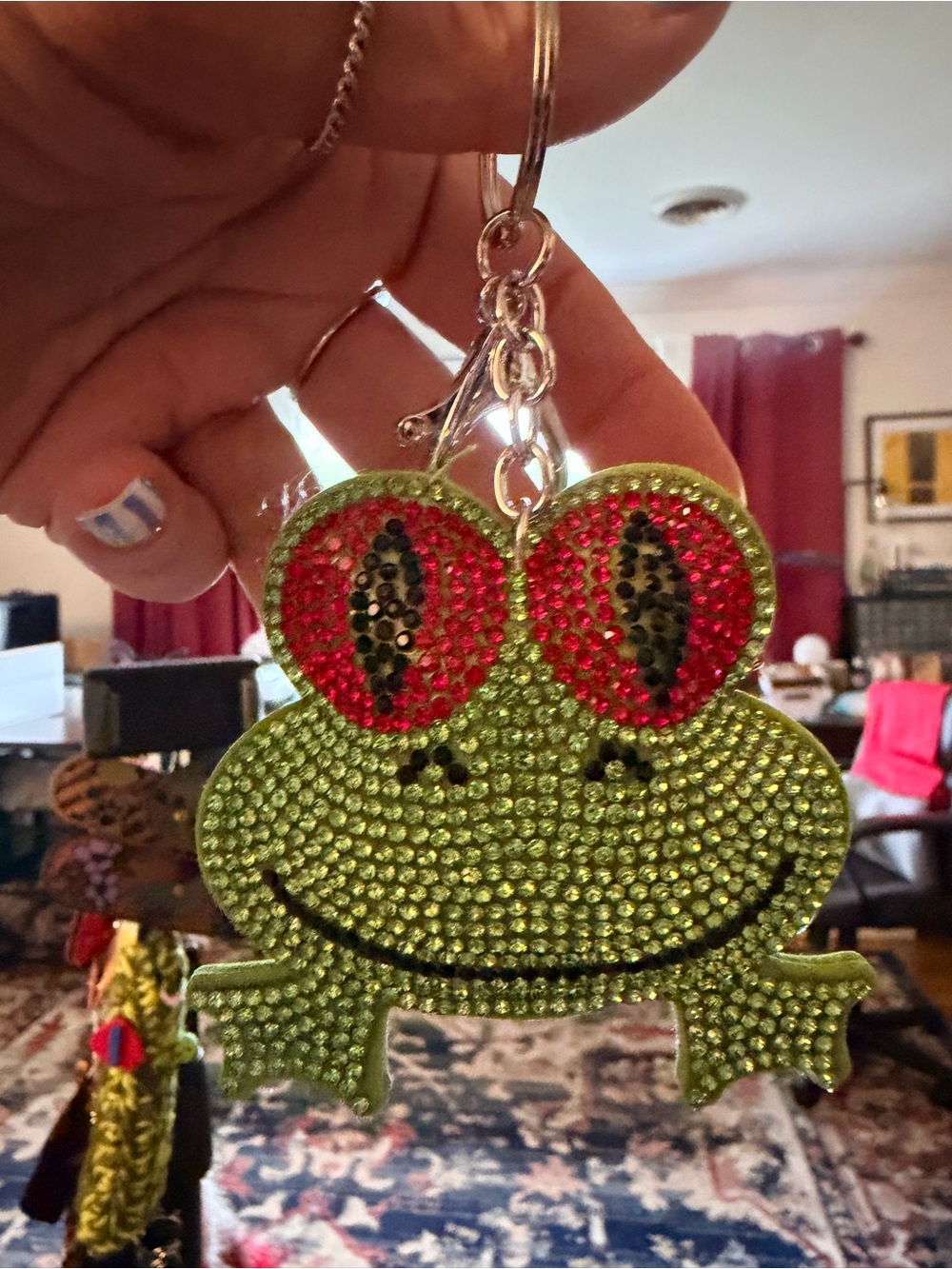 Green Frog Rhinestone Keychain/Bag Charm NWT - Picture 3 of 3